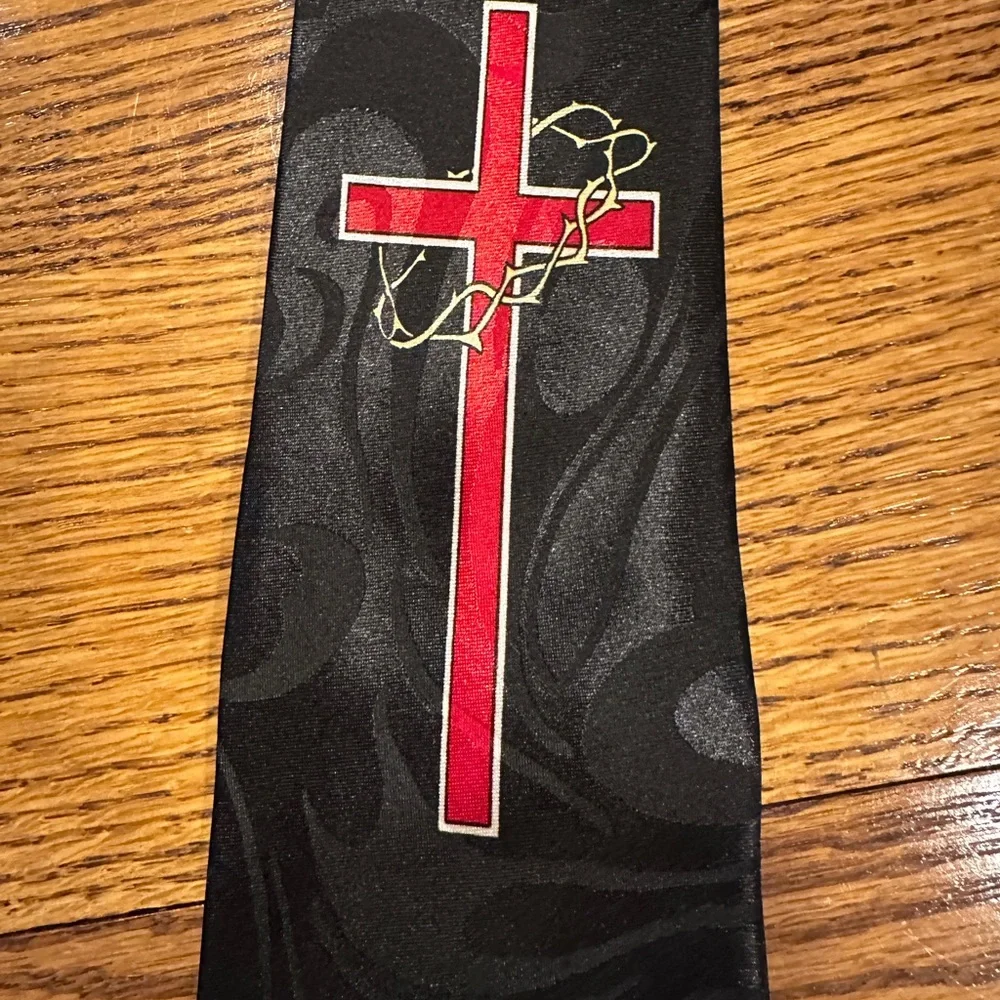 Black Tie with Red‎ Cross and Bible Design